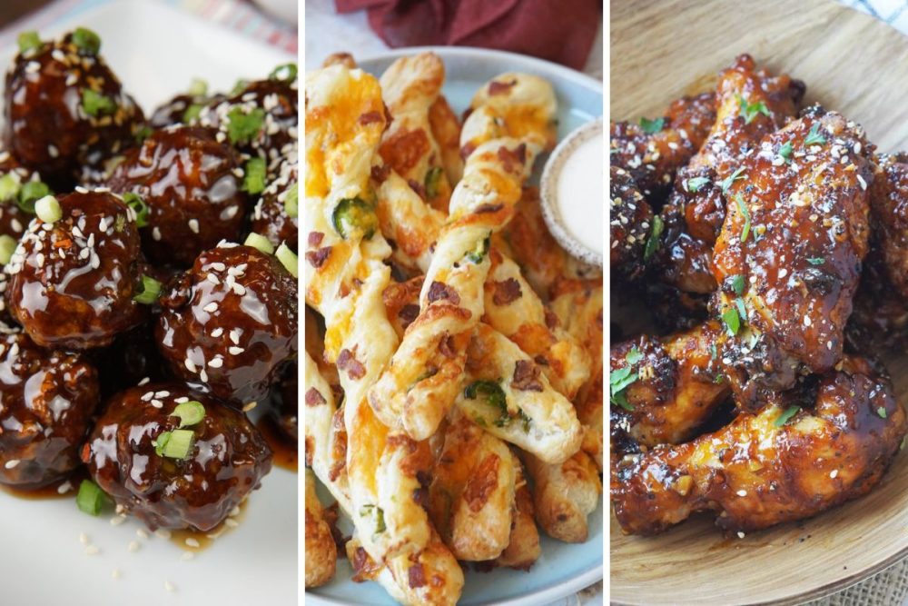Honey garlic meatballs, jalapeno popper twists, and lemon pepper chicken wings