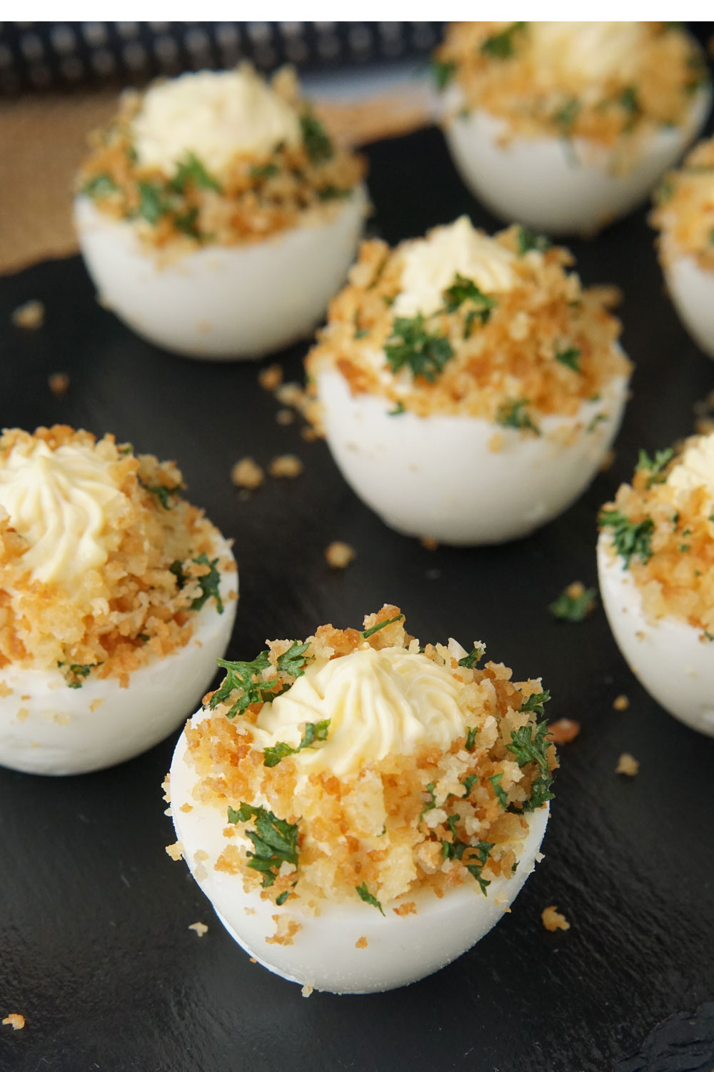 garlic bread deviled eggs