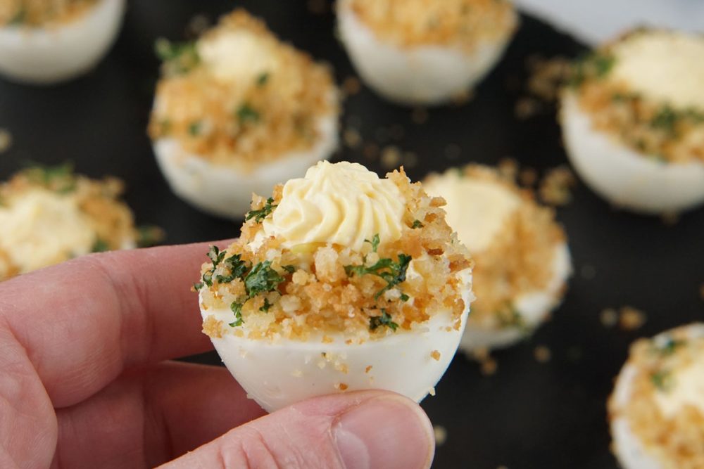 garlic bread deviled eggs