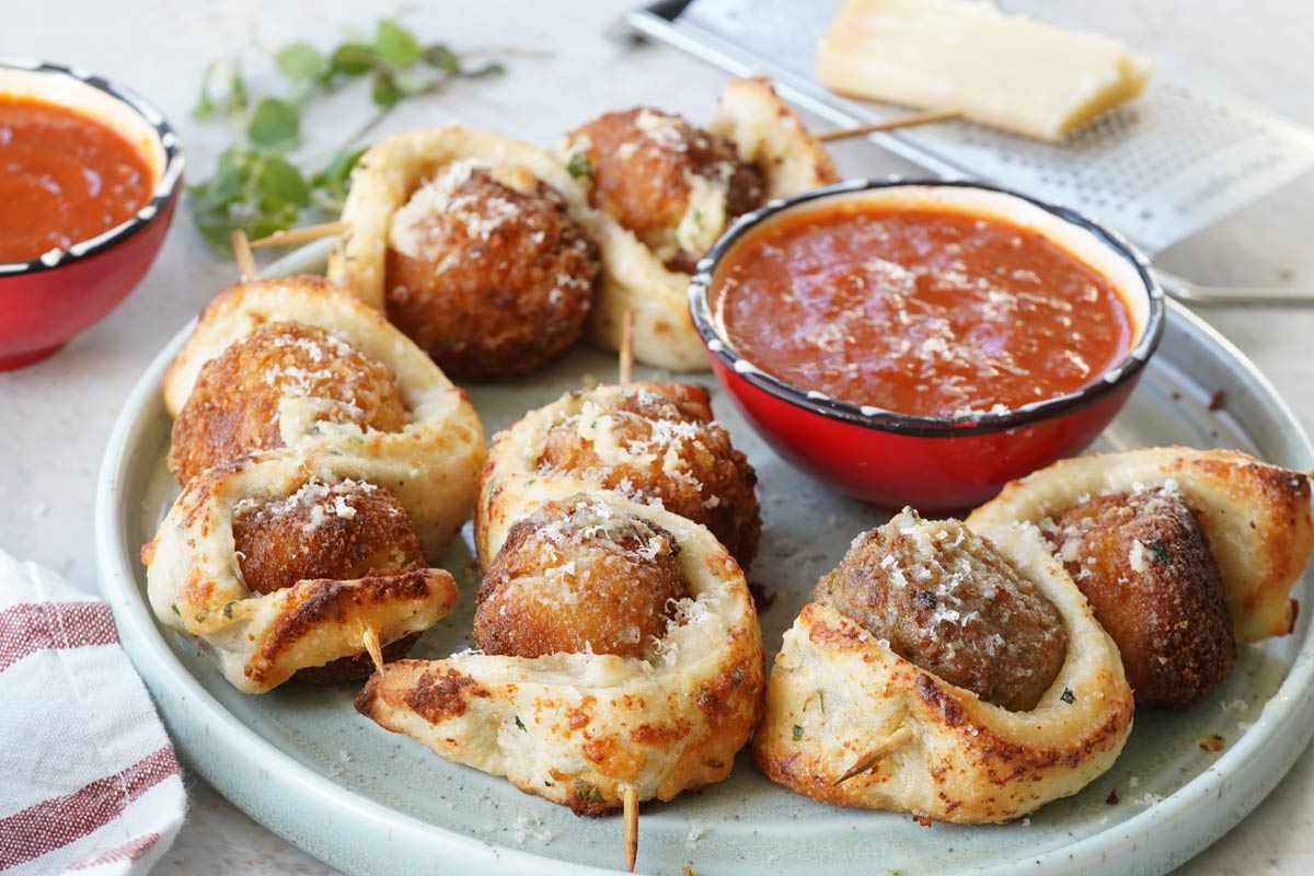 garlic meatball skewers
