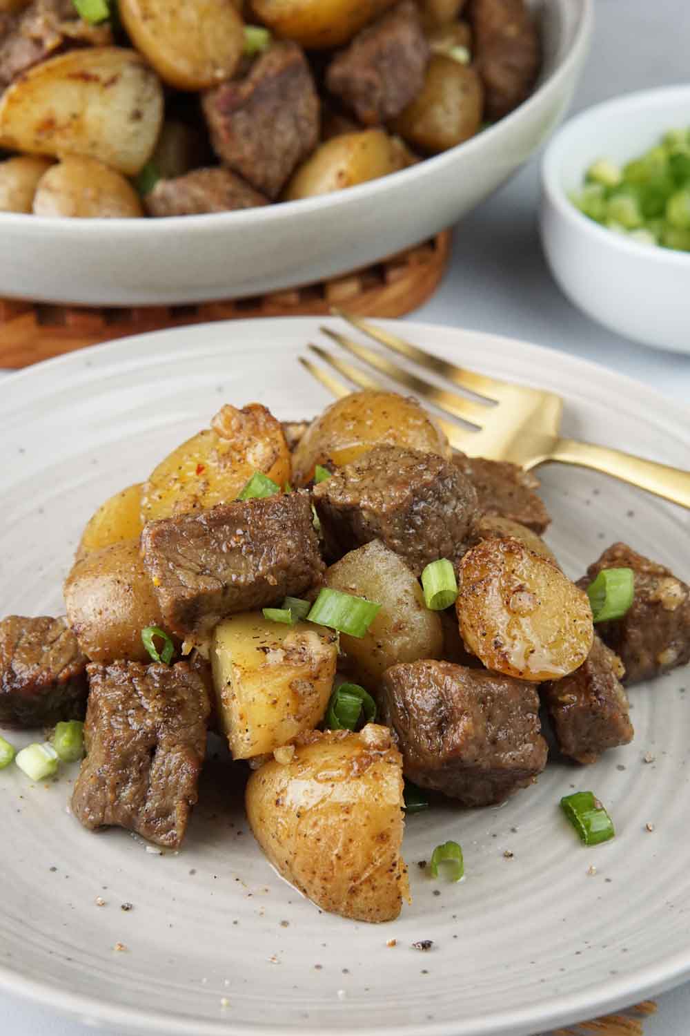 Steak bites and potatoes