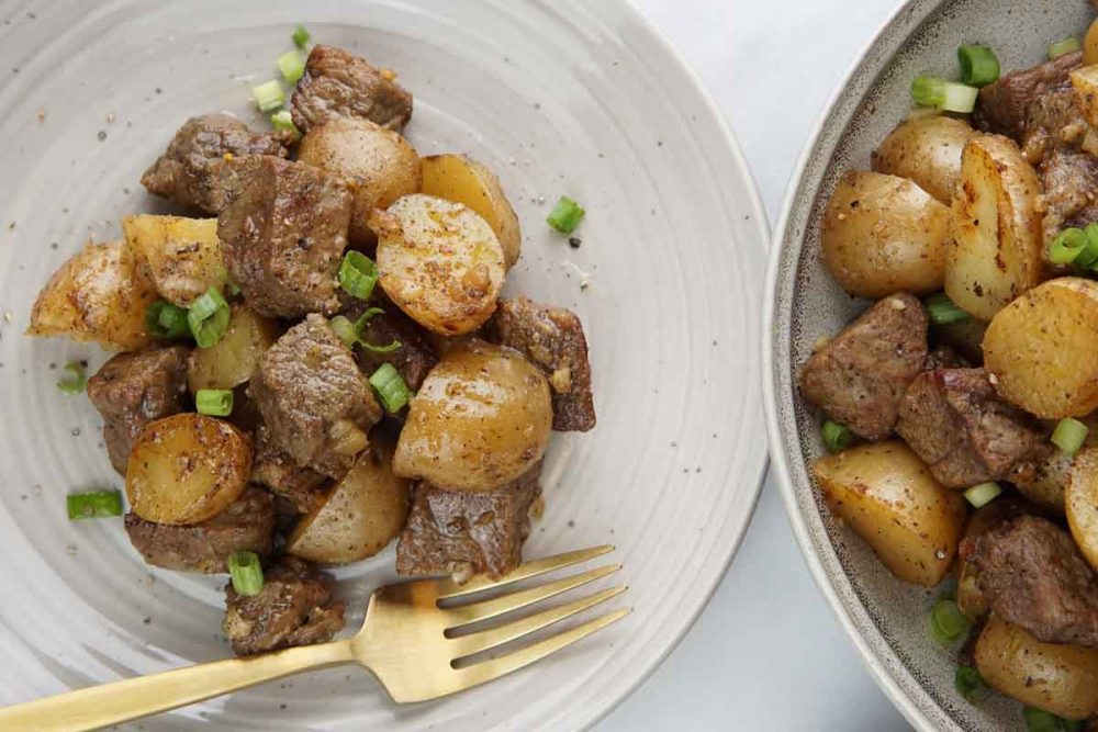 Steak bites and potatoes