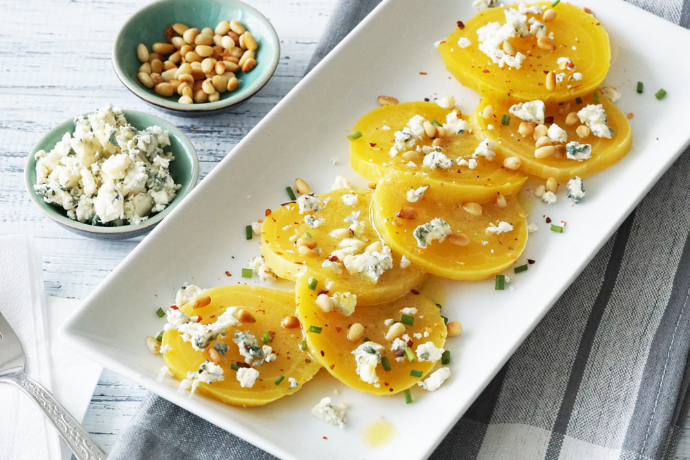 Golden beet and blue cheese salad