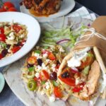Greek chicken gyro with Mediterranean orzo pasta