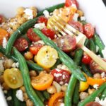 Green bean, tomato, and chick pea salad