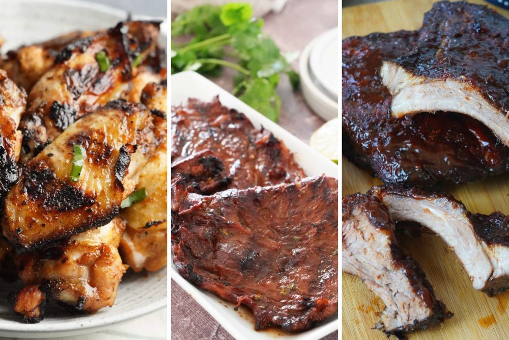 Tequila lime chicken wings, carne asada, and ribs