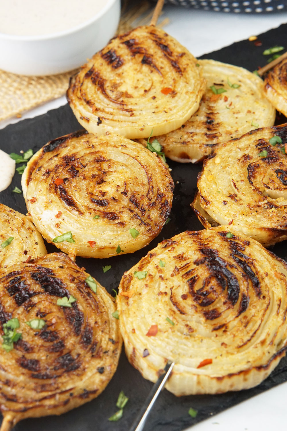 Grilled onion steaks