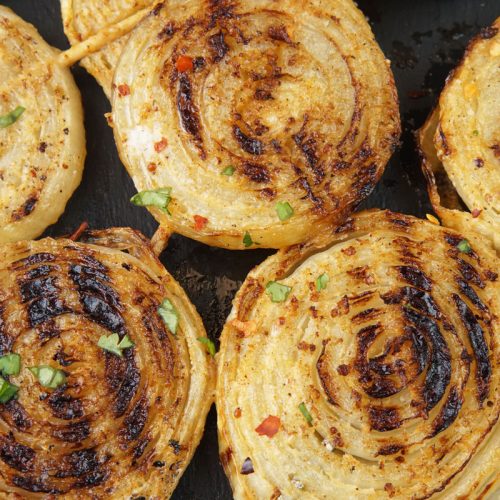 Grilled onion steaks