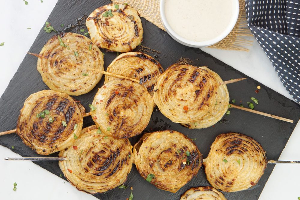 Grilled onion steaks