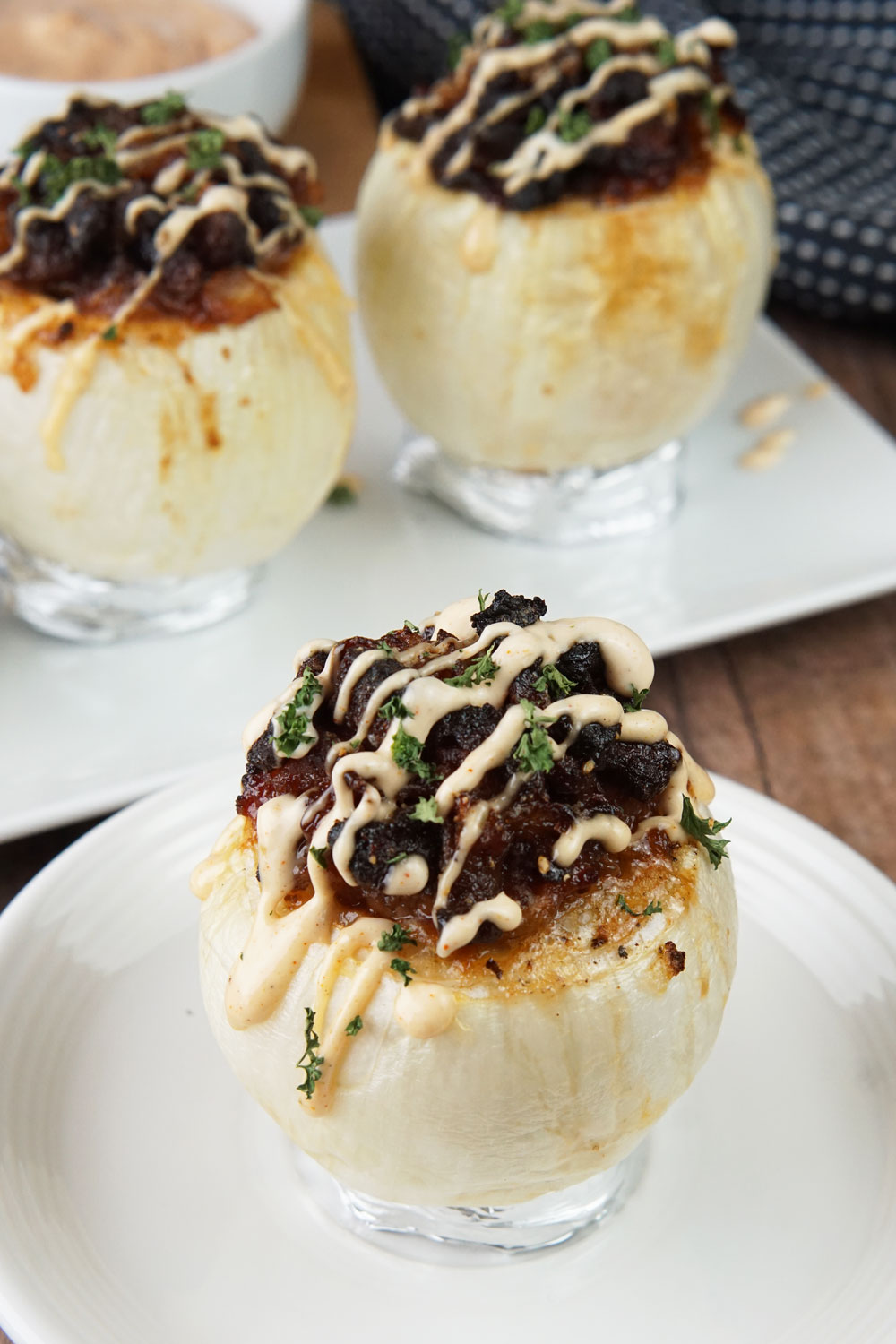 Grilled stuffed onions