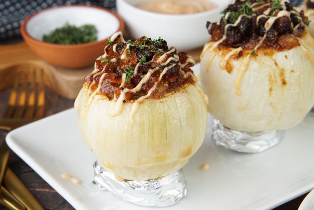 Grilled stuffed onions
