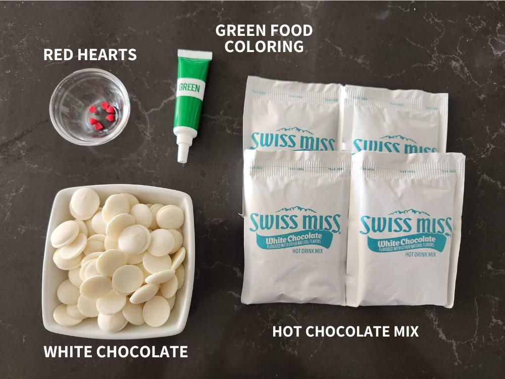 ingredients for Grinch chocolate bombs