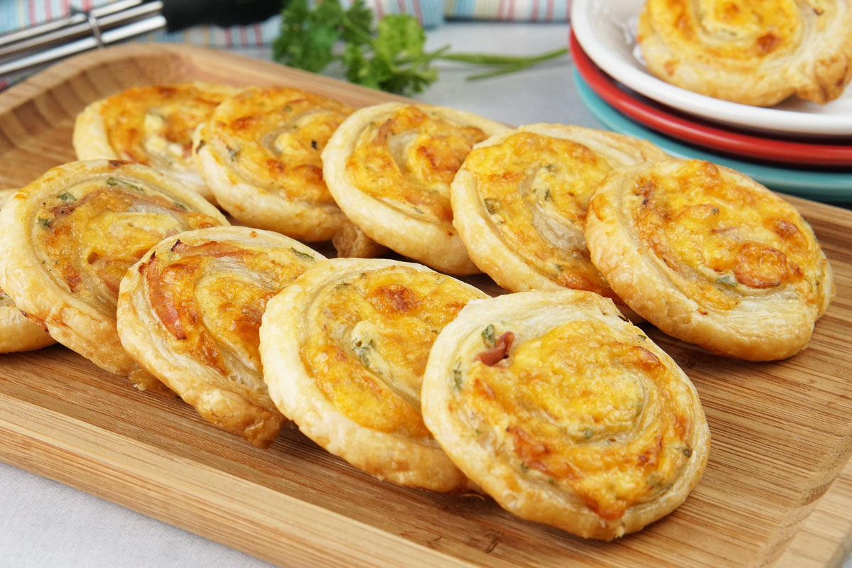 Ham and cheddar pinwheels