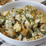 Herby potato salad with pistachios