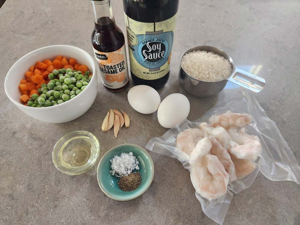 Ingredients for shrimp fried rice