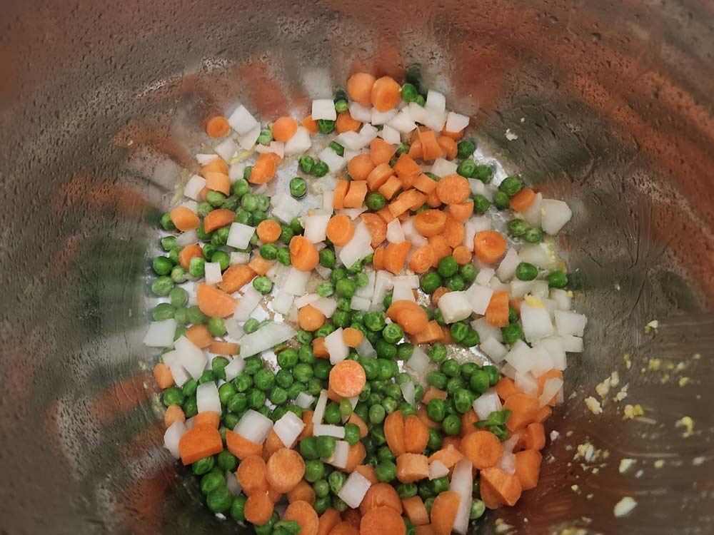 Sautéing the vegetables