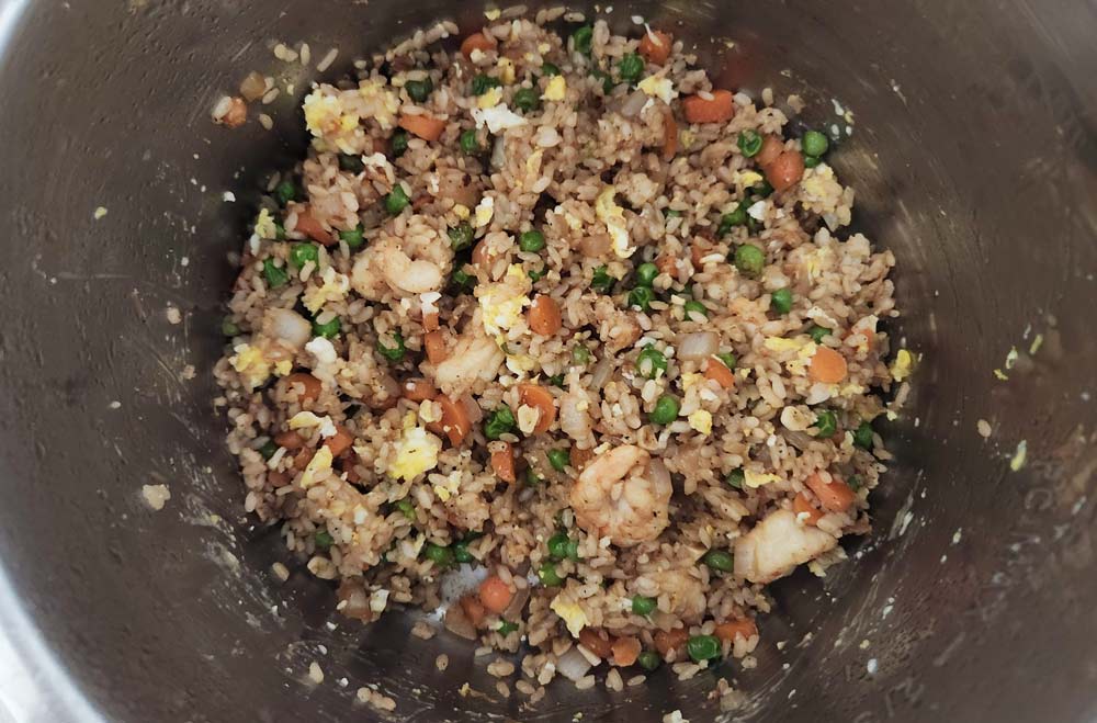 Cooking the shrimp fried rice in the Instant Pot