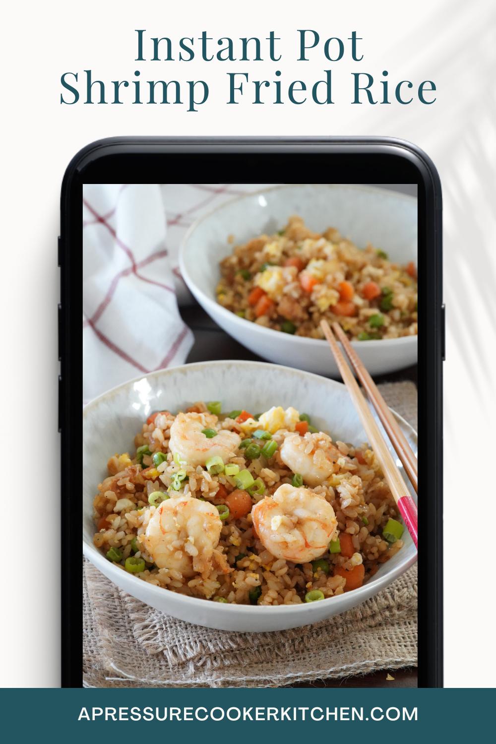 Shrimp fried rice in a bowl