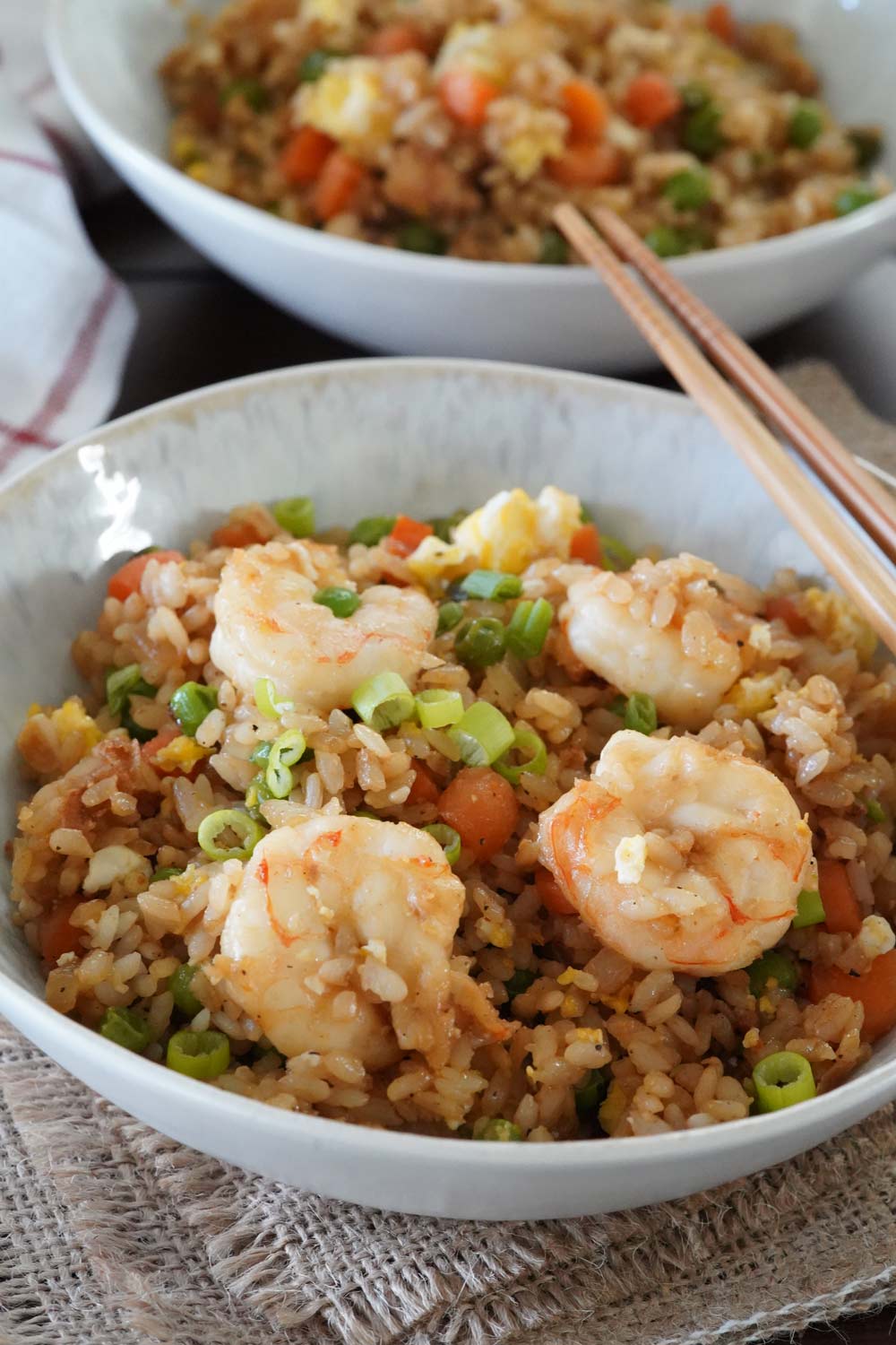 Shrimp fried rice in a bowl