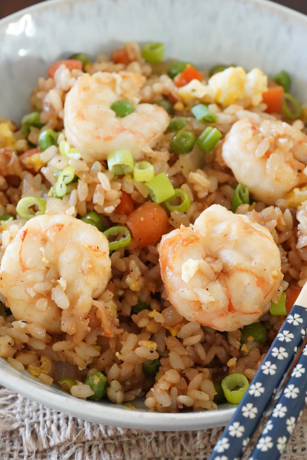 Shrimp fried rice in a bowl