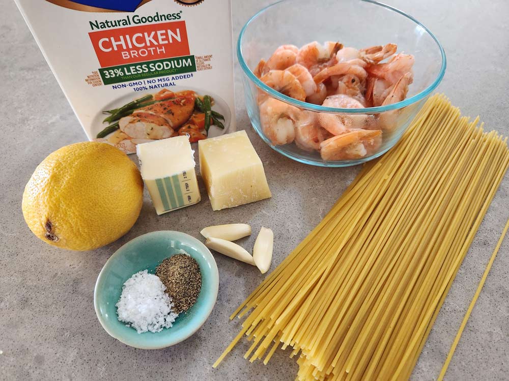 Ingredients for shrimp pasta