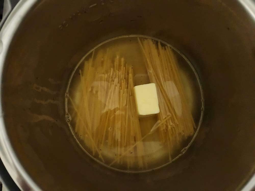 pasta and broth in the Instant Pot