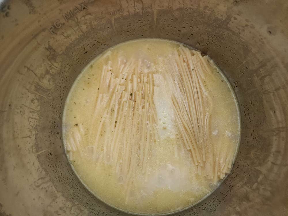 pasta in water