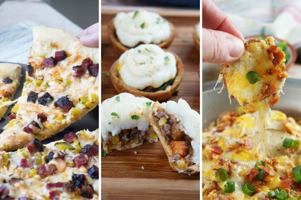 reuben pizza, shepherds pies, and Irish pub nachos