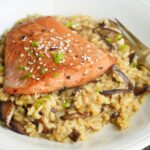 Japanese risotto and pan fried salmon
