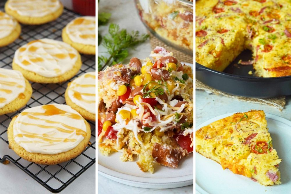 cornbread cookies, cornbread salad, and Italian cornbread skillet