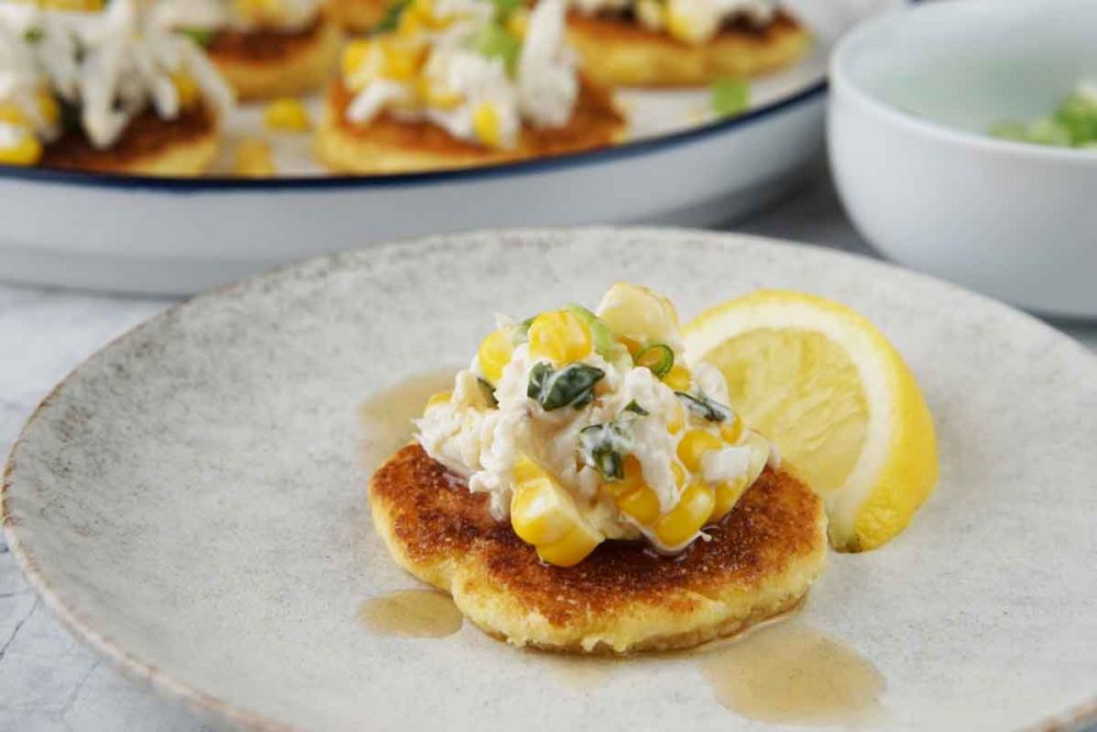 Crab and corn johnny cakes