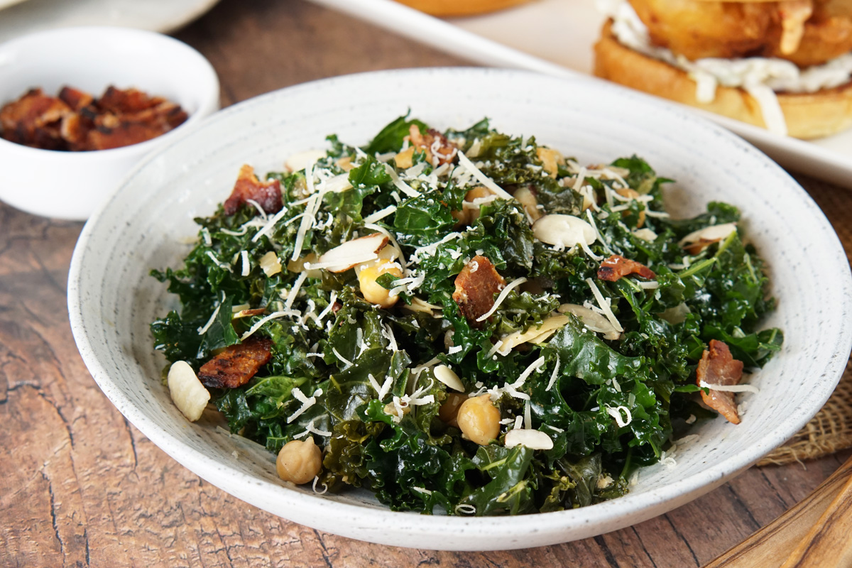 Kale salad with bacon vinaigrette