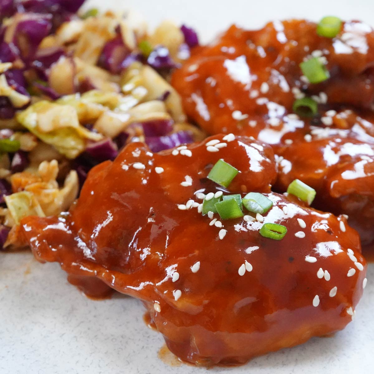 Korean Gochujang Fried Chicken with Spicy Cabbage - A Food Lover's Kitchen