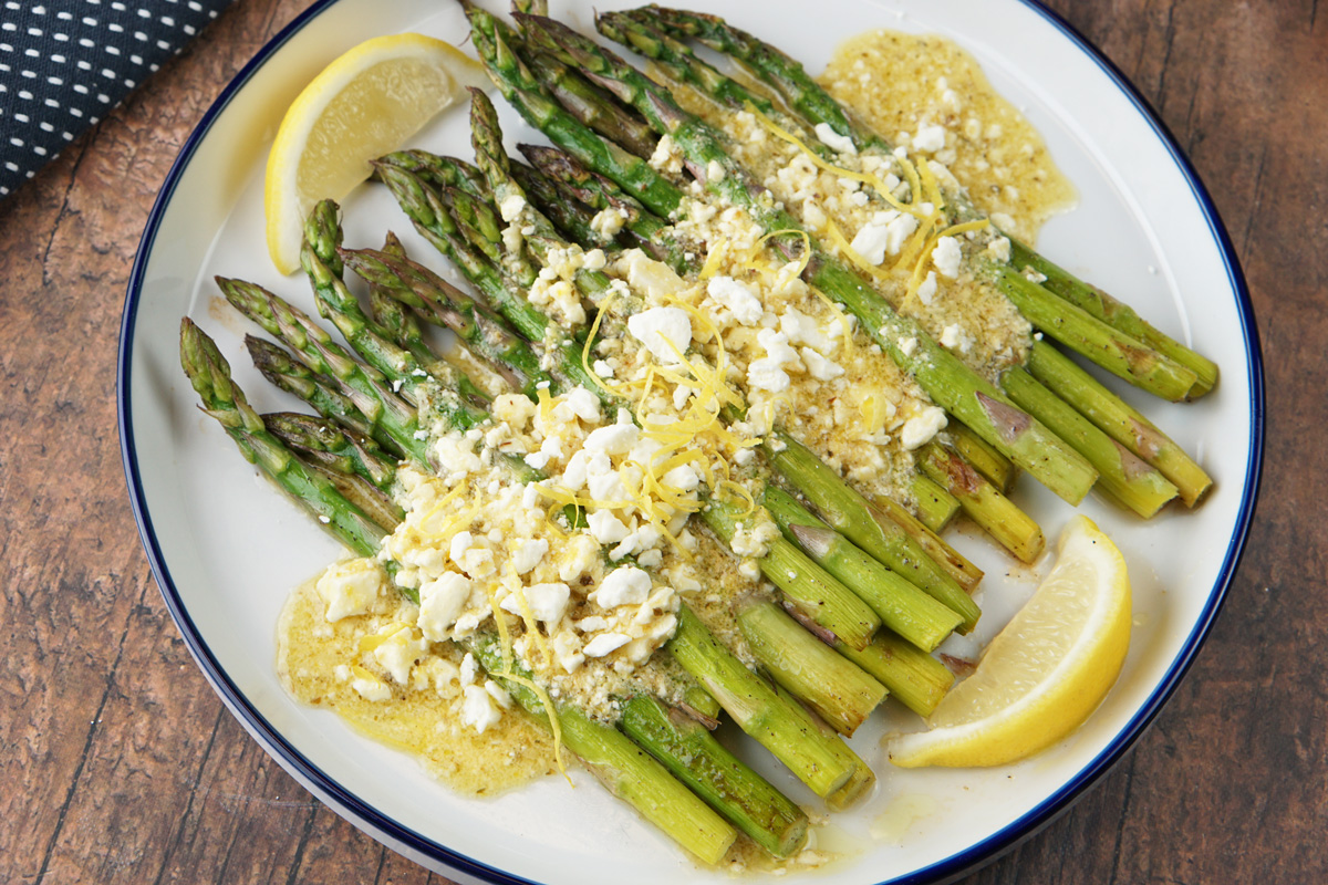 Lemon feta asparagus