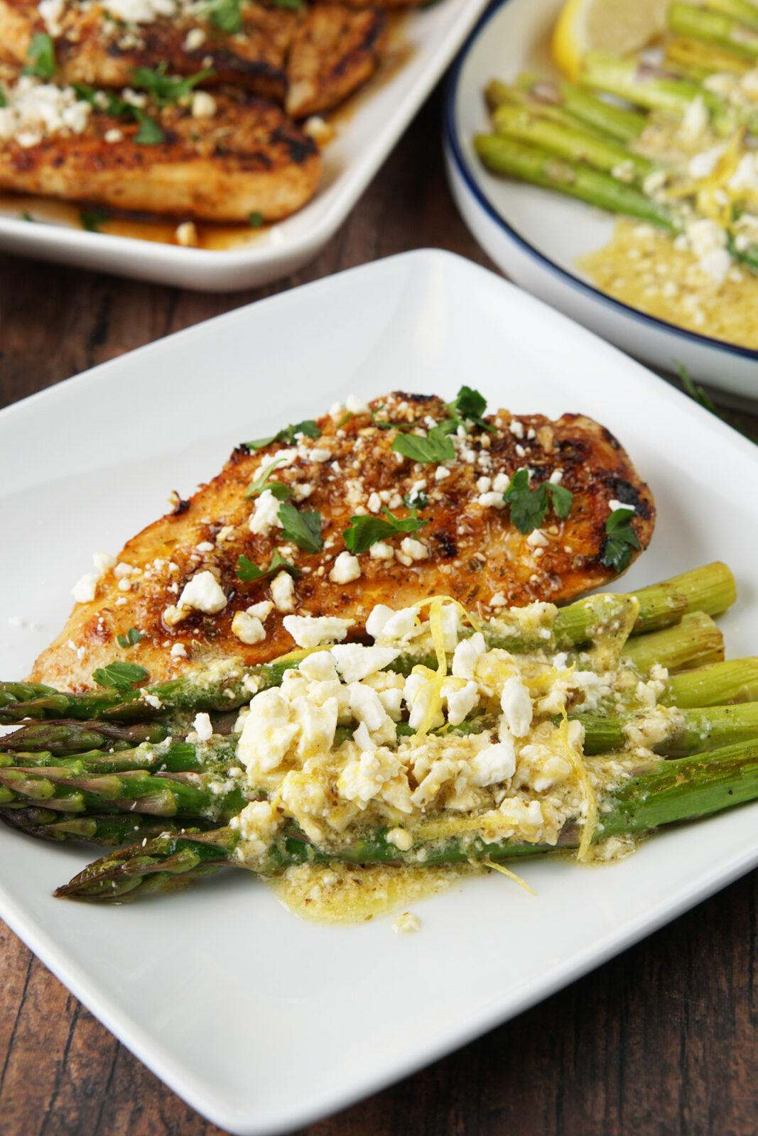 Lemon feta chicken and asparagus