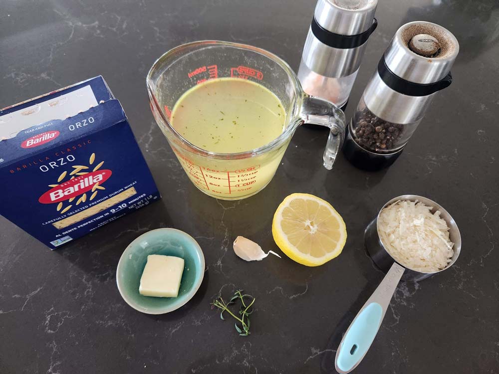 Ingredients for lemon parmesan orzo