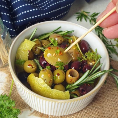 Marinated olives