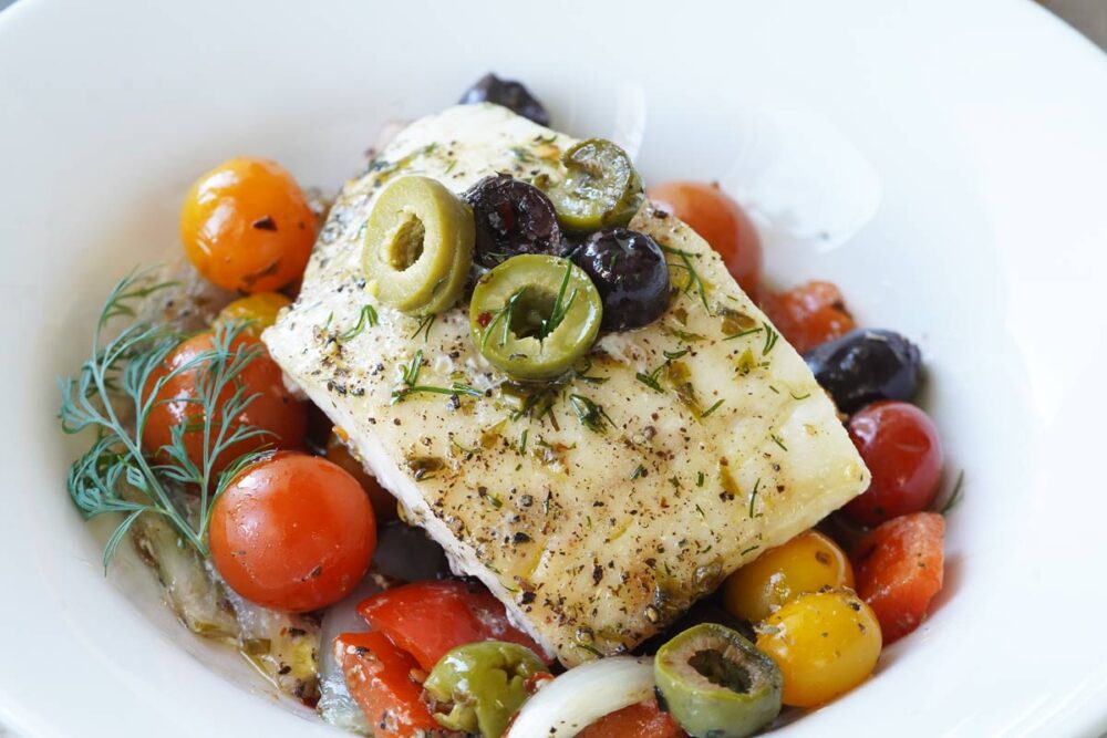 mediterranean cod with veggies