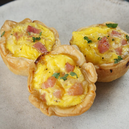 mini ham and cheese quiches