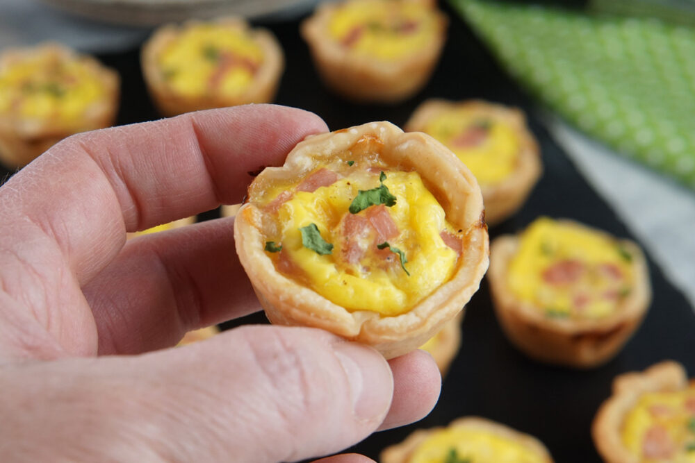mini ham and cheese quiches