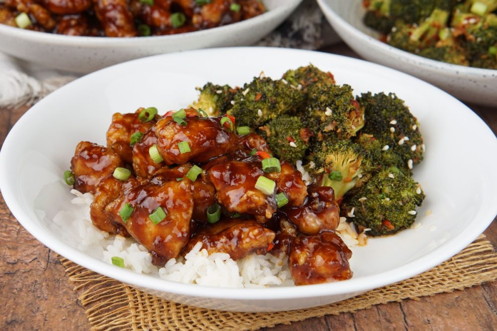 Mongolian chicken and spicy broccoli