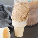 Coffee ice cream in a cone
