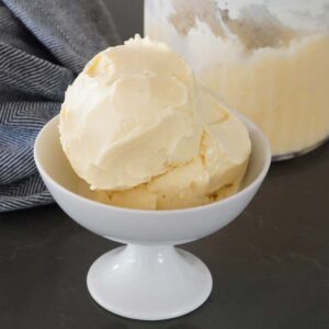 Scoops of gelato in a dish