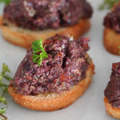 Olive tapenade crostini