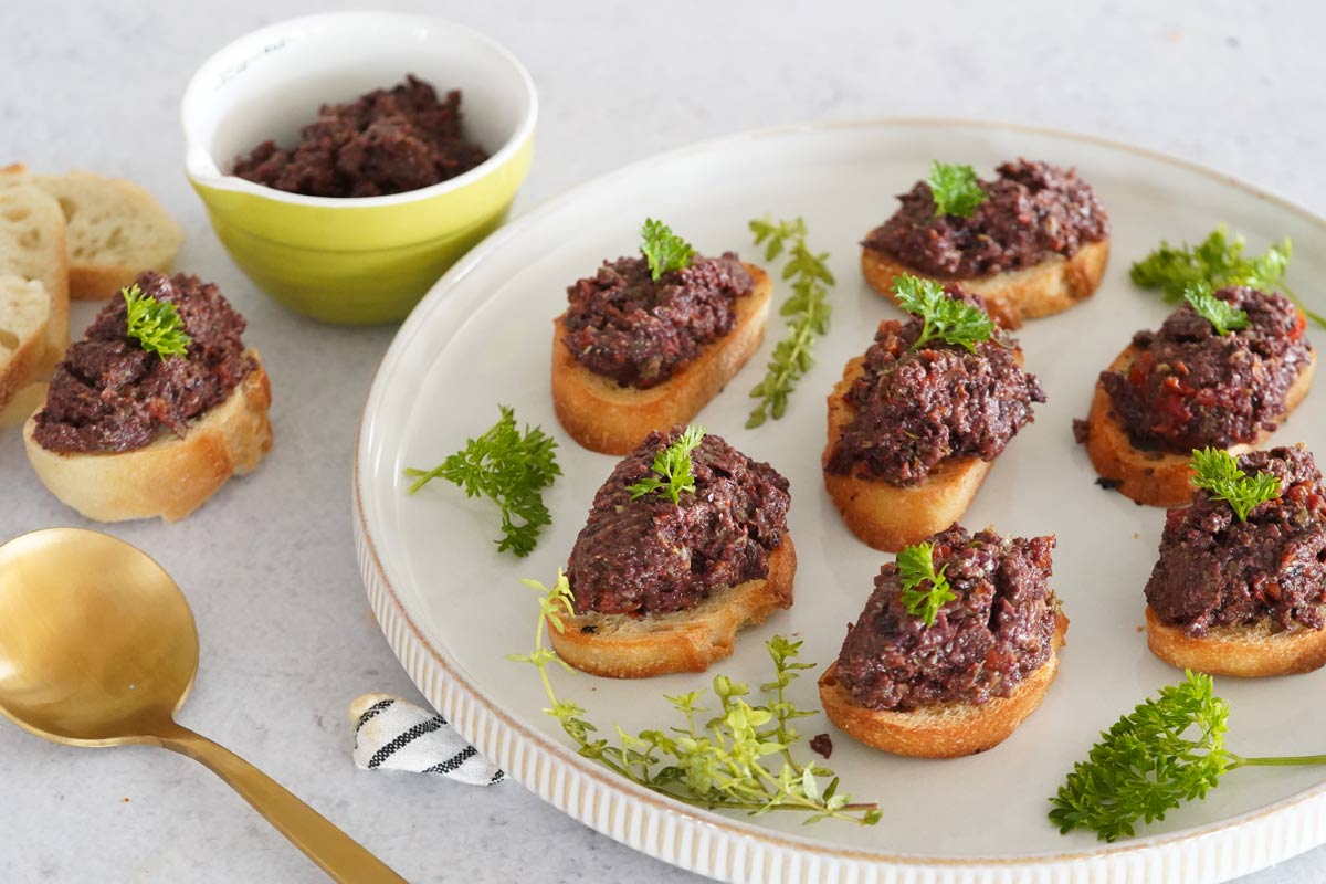 Olive tapenade crostini