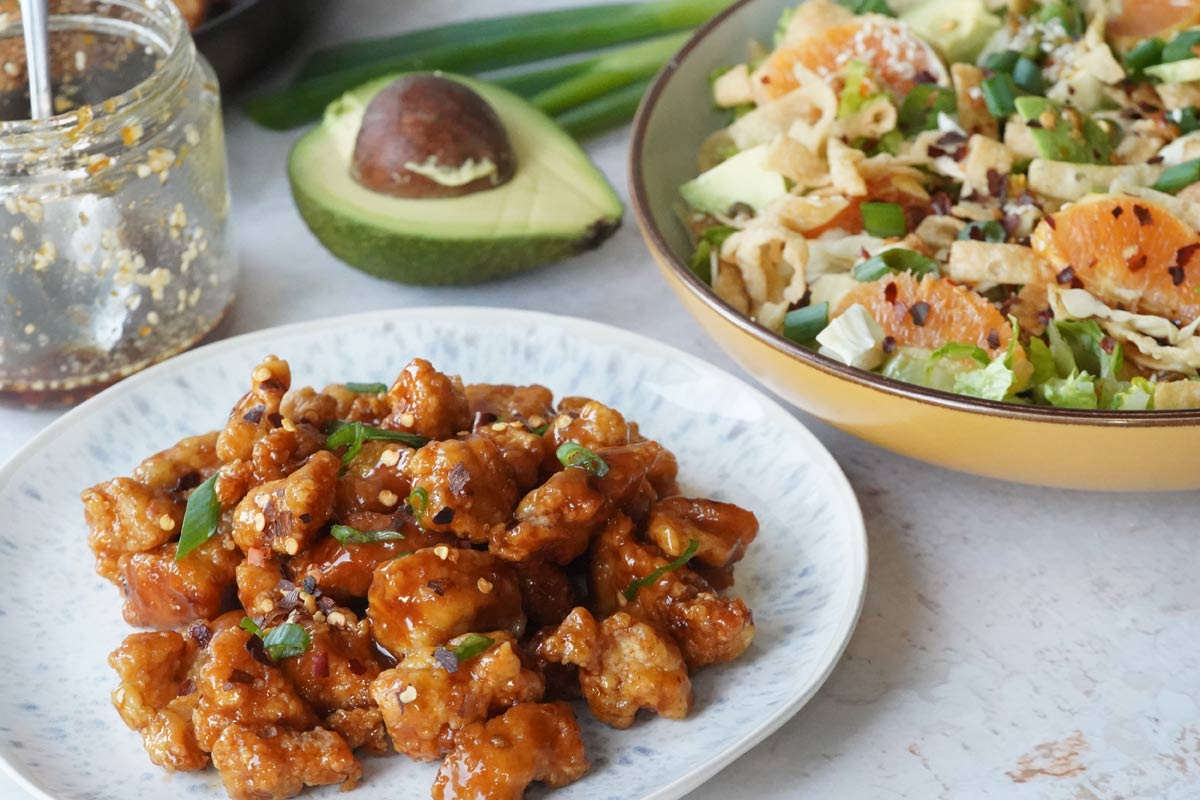 orange chicken and sesame salad