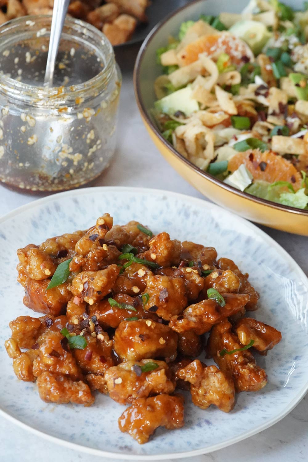 orange chicken and sesame salad