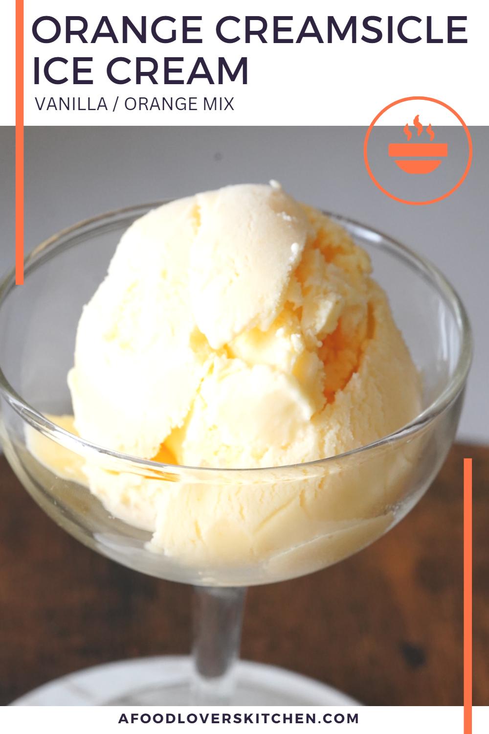 Orange creamsicle ice cream in a dish