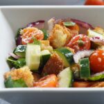 A bowl of panzanella salad