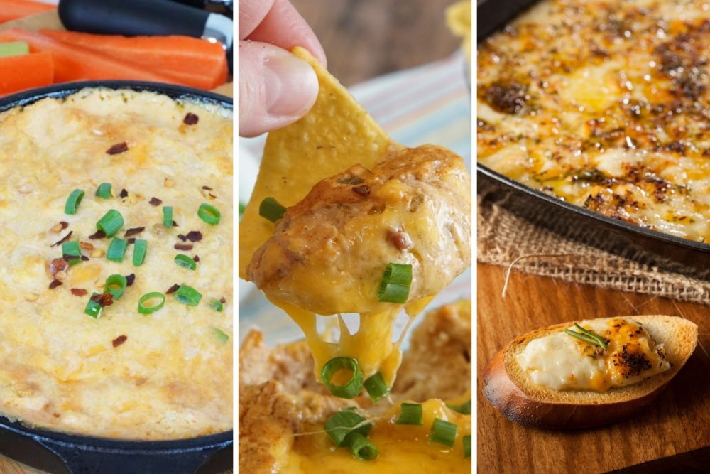 hot crab dip, Texas trash dip and fontina dip